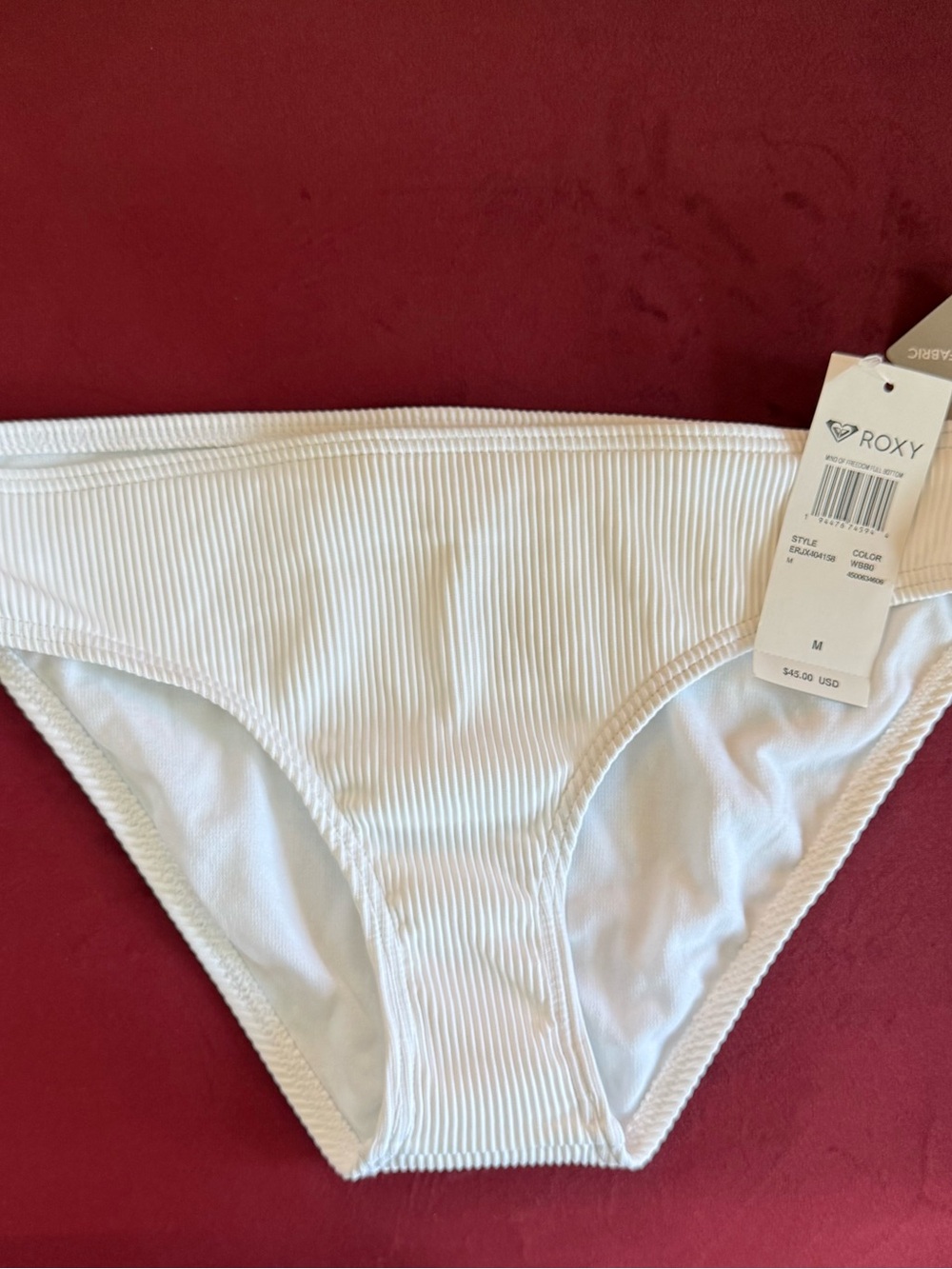 NWT Roxy White Ribbed Bikini Bottom - Picture 4 of 6